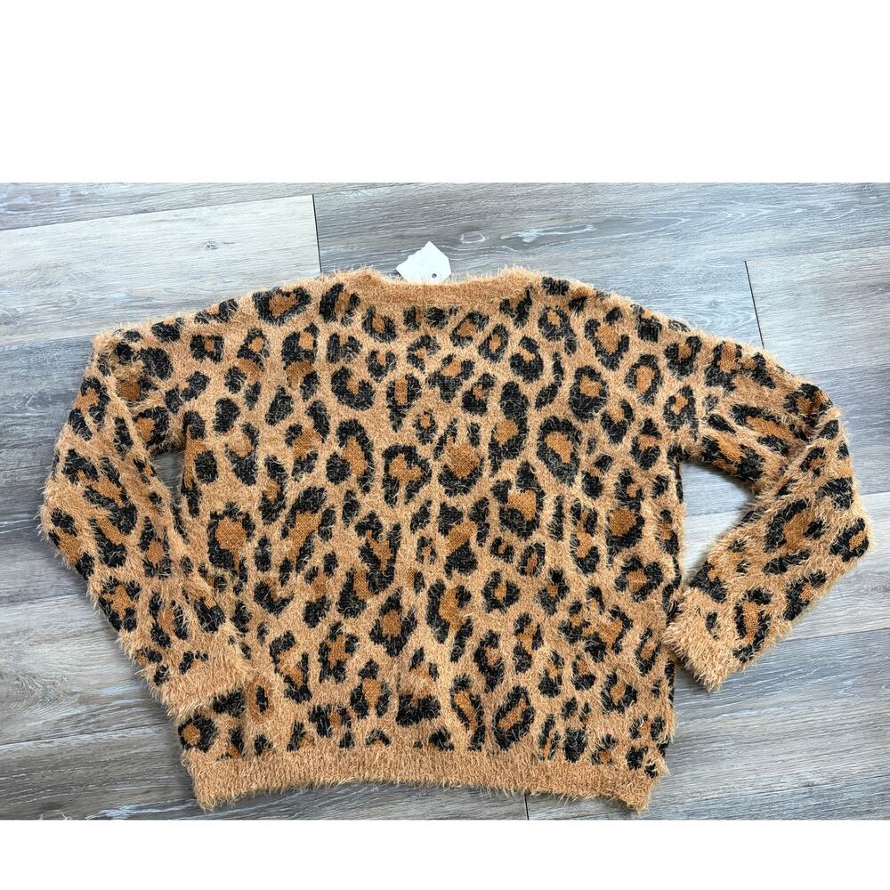 Wonderly Leopard Print Sweater Women’s Large | Soft + Fuzzy Knit - Picture 2 of 5